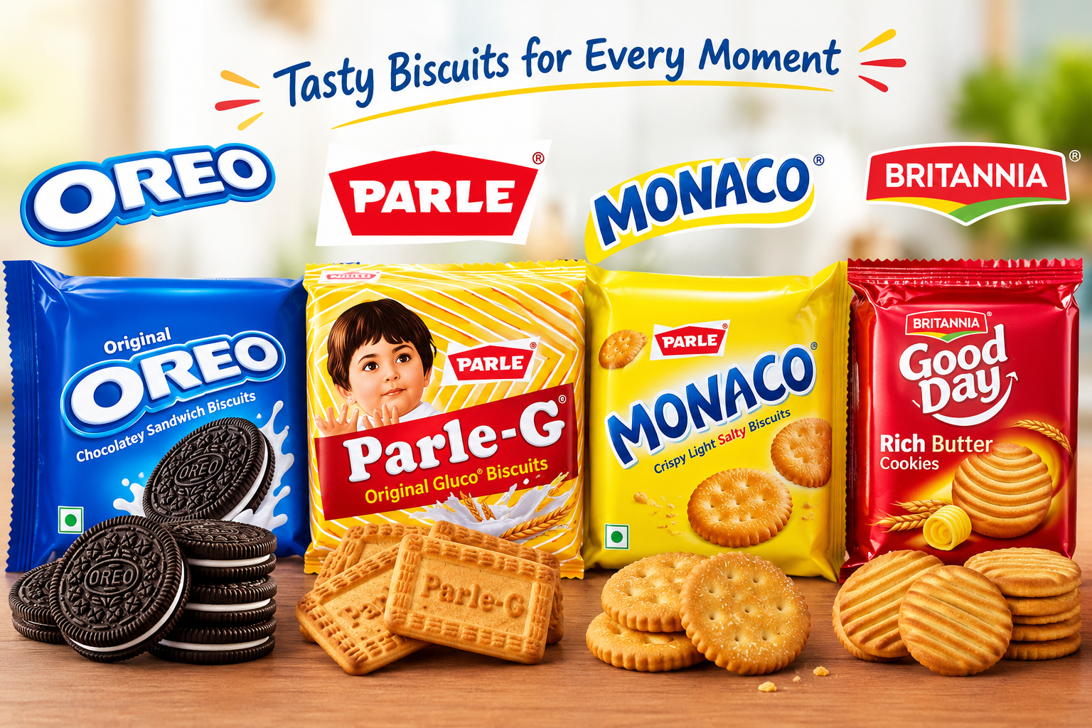 Biscuits Assortment (Oreo/Parle-G/Monaco/Britannia)