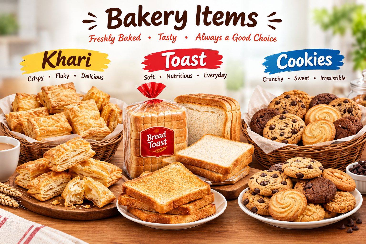 Bakery Items (Khari, Toast, Cookies)